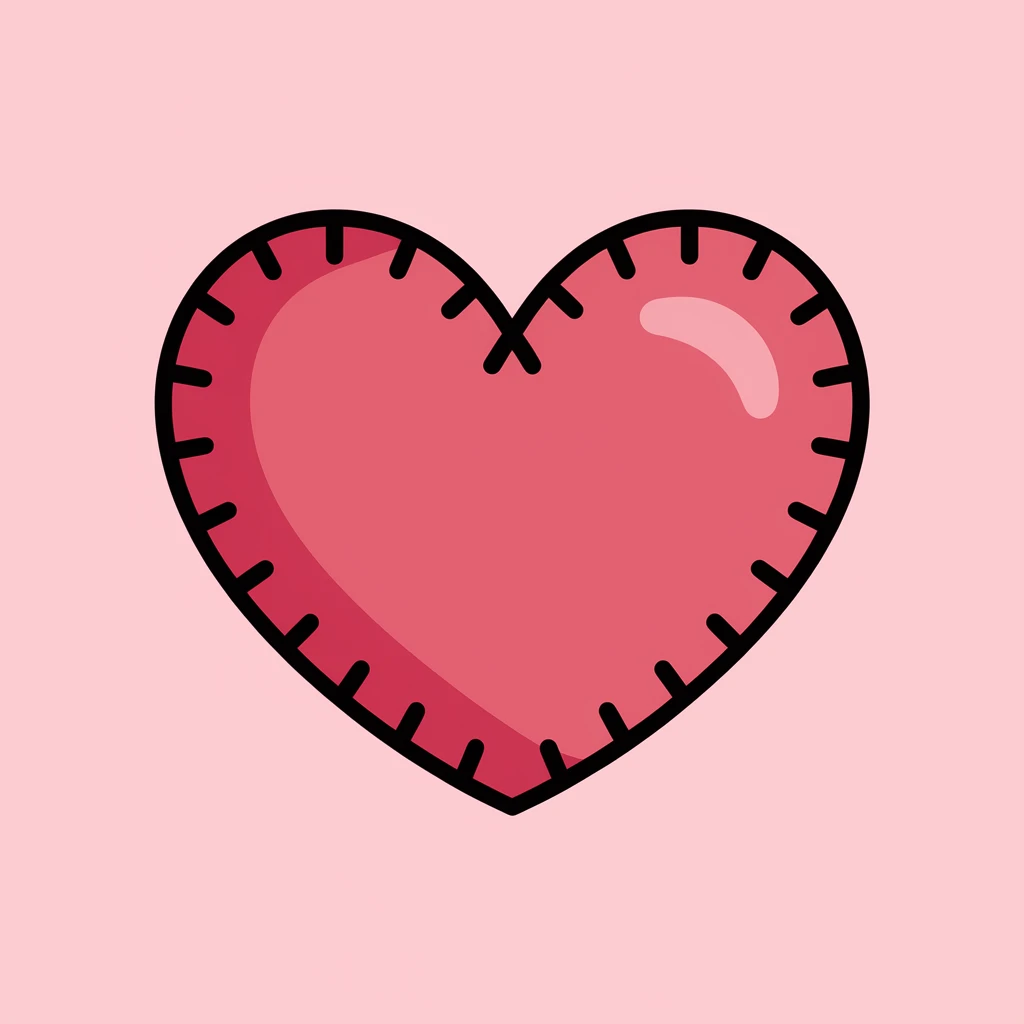 heart with a stitched border emoji