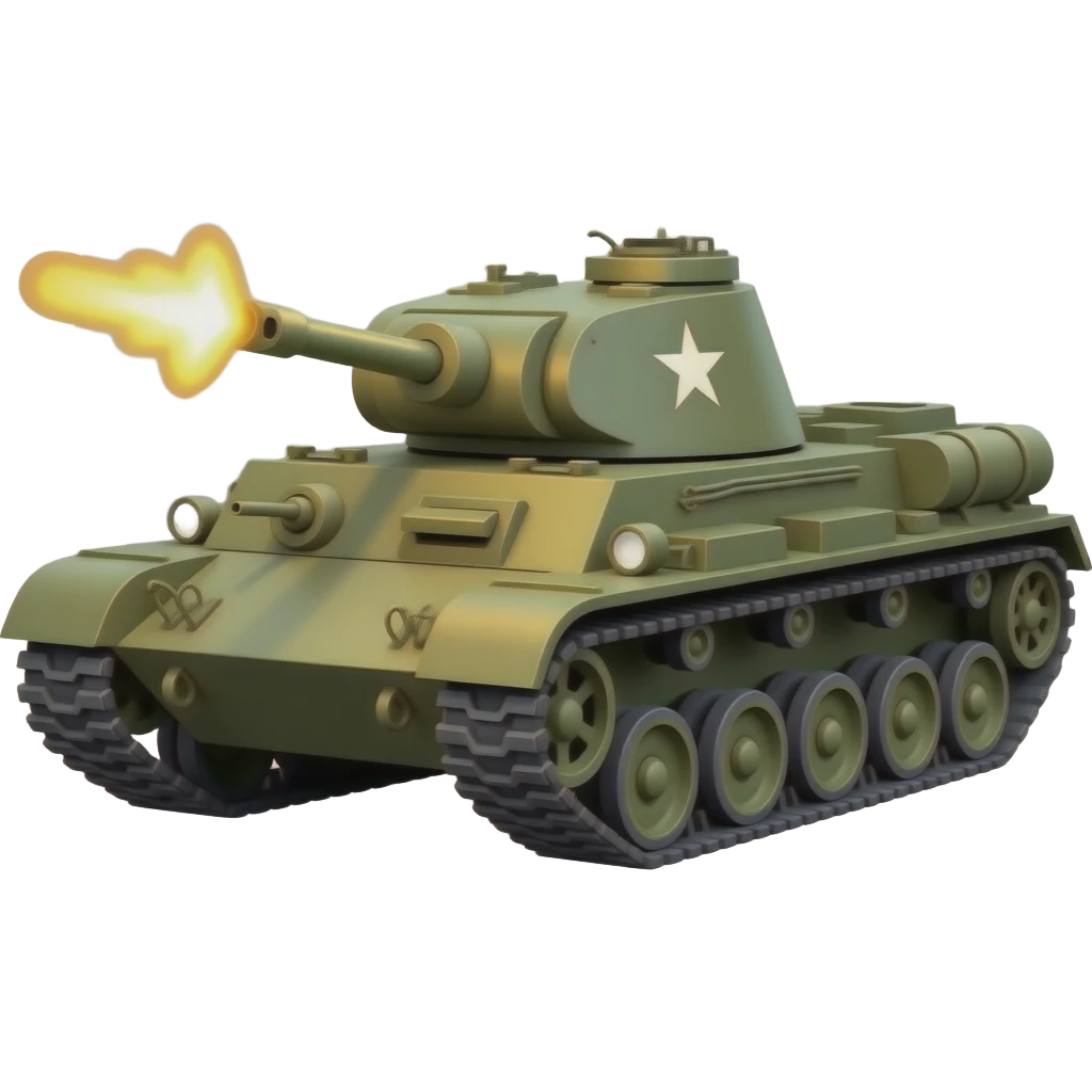 Tanque de guerra disparando y humo detrás emoji