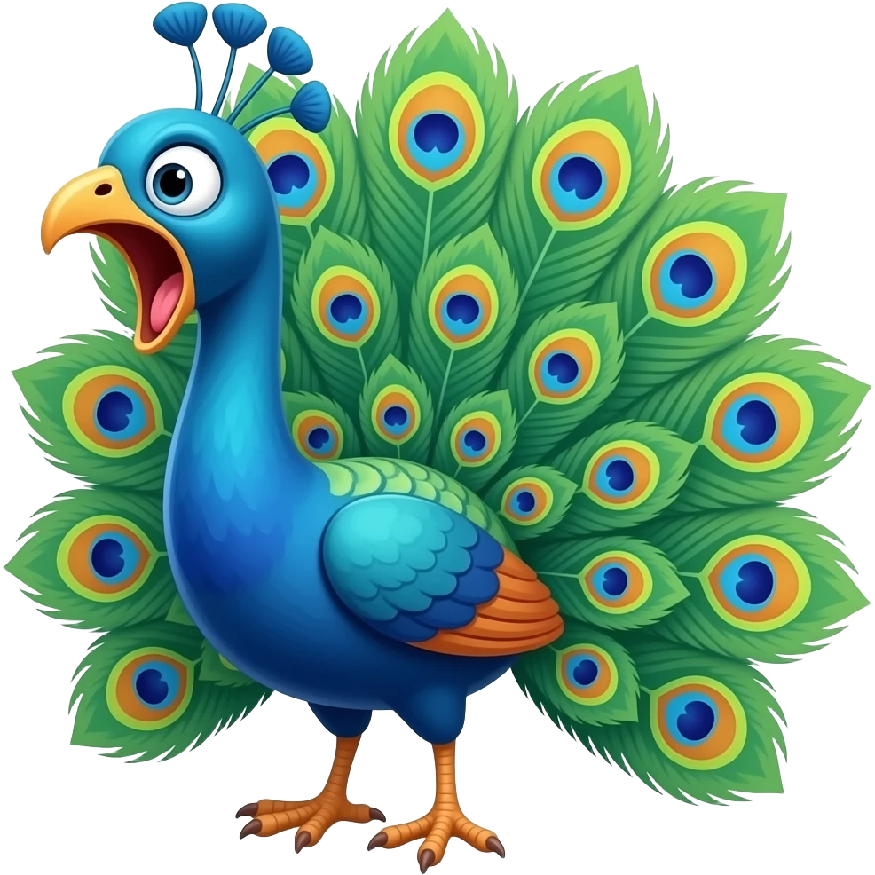 Cartoon peocock screaming emoji