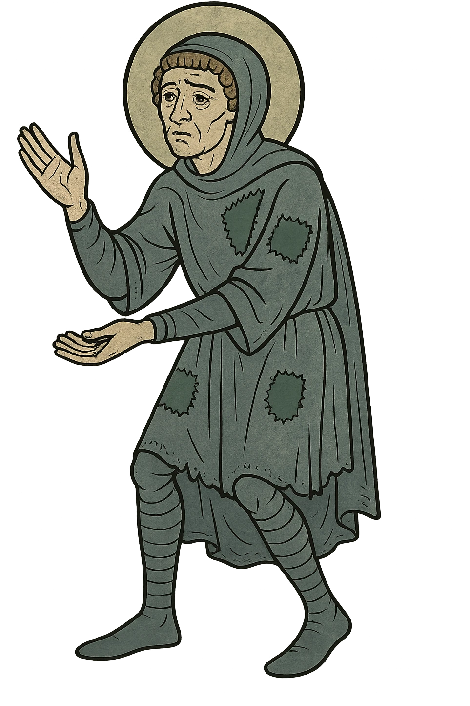 Remove the background, keep only the medieval peasant in tattered clothes with transparent background. emoji