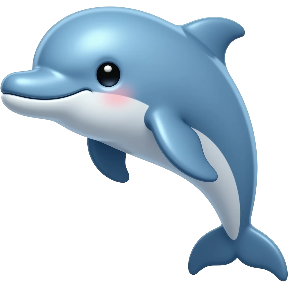 a very cute dolphin blue  glossy  smile emoji
