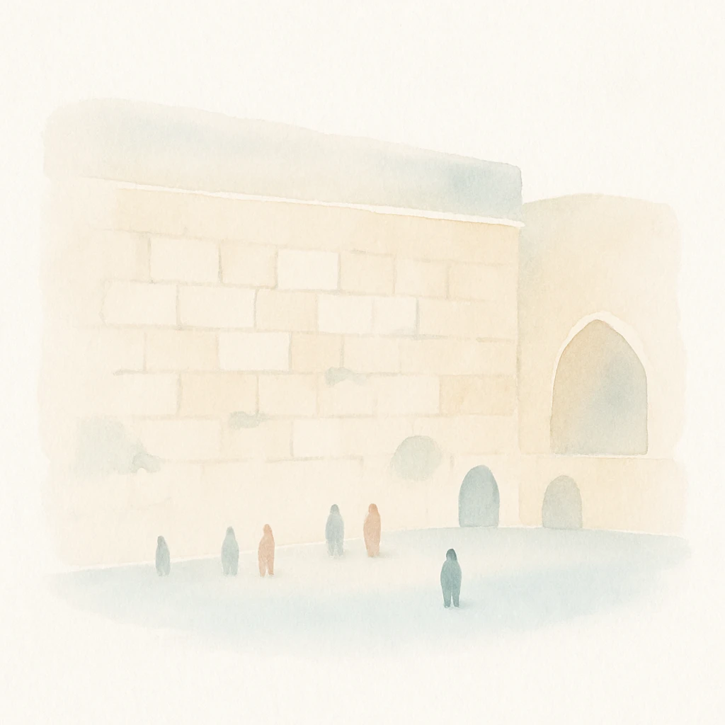 a kotel (Western Wall) illustration, watercolor art style emoji