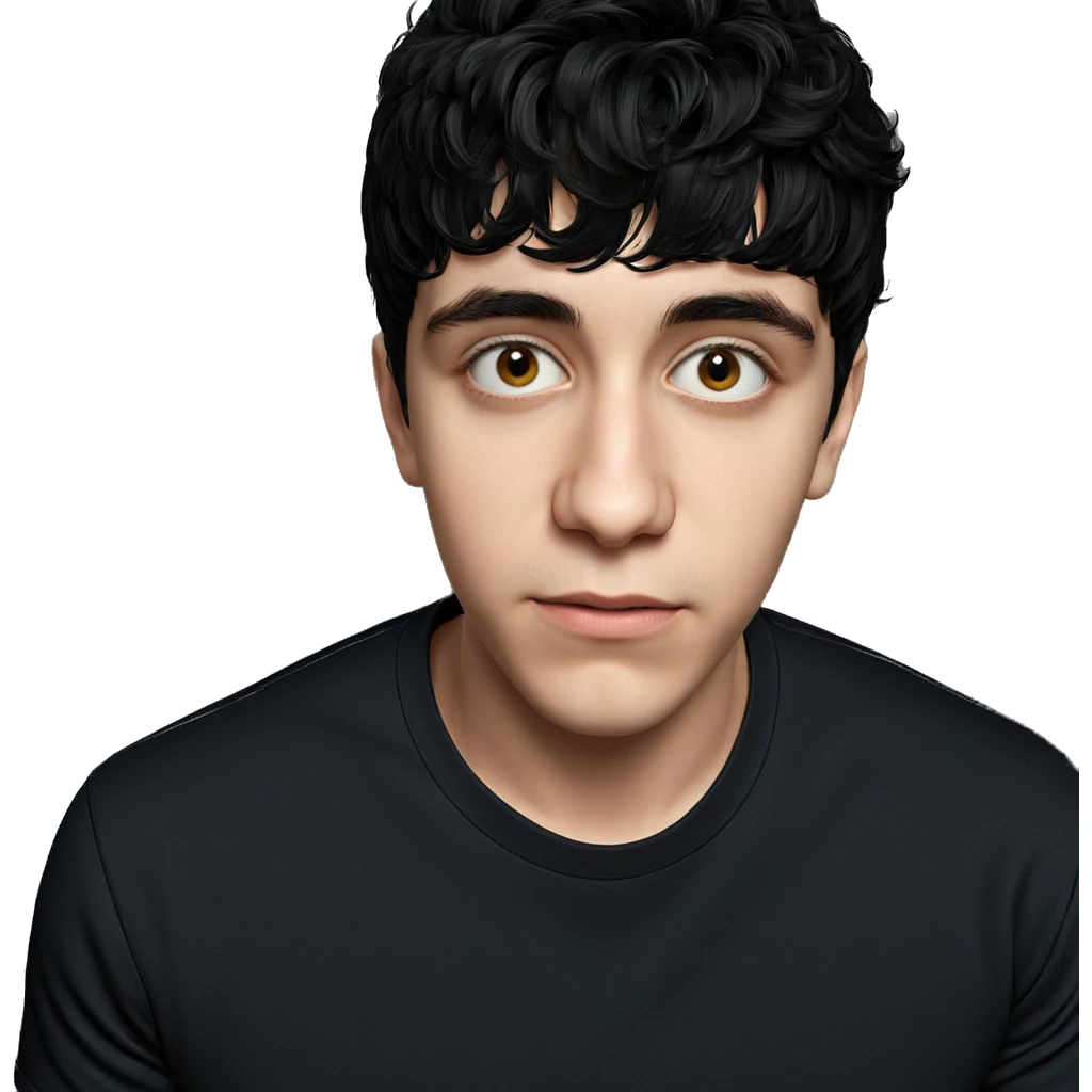 boy in black shirt portrait emoji