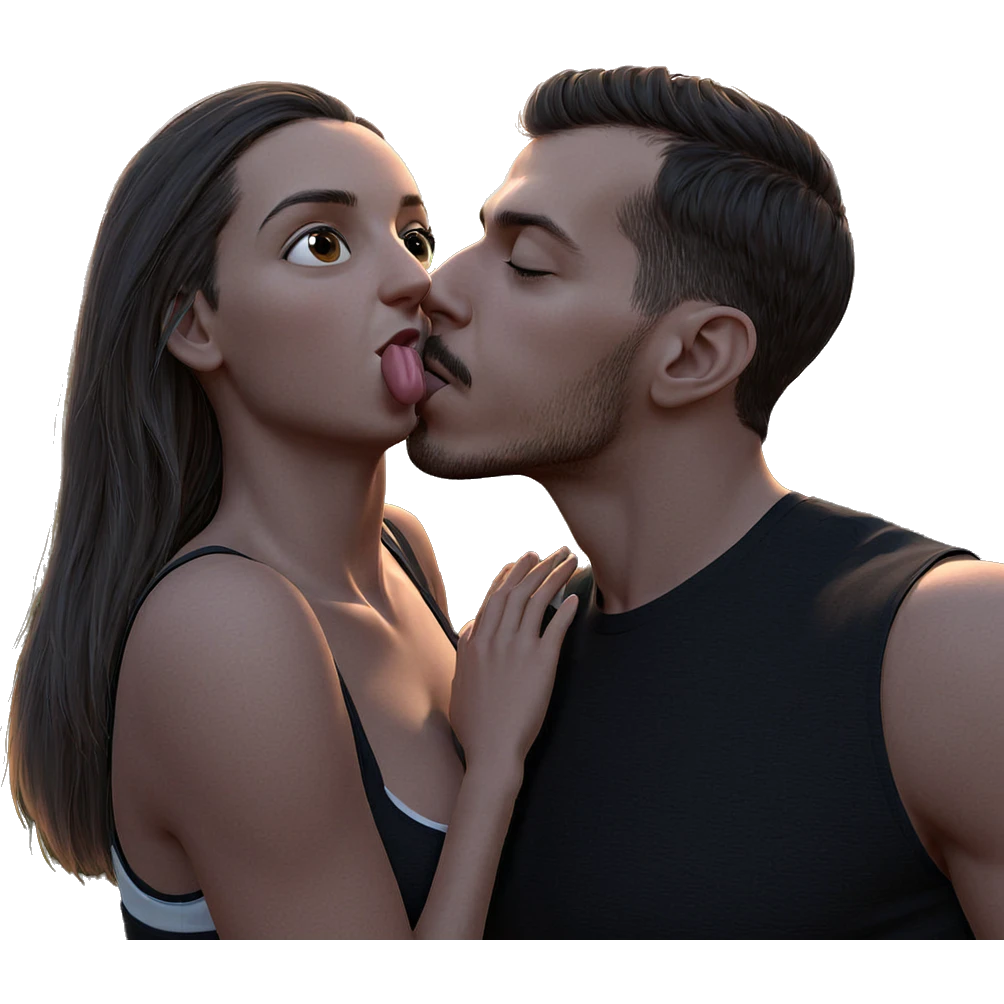 outdoor kiss between two people emoji