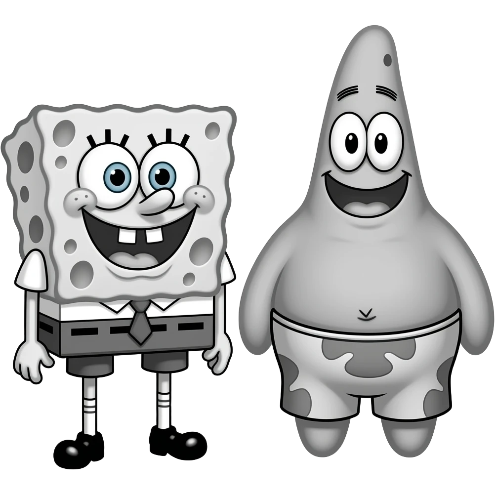 bob esponja e patrick para colorir em preto e branco emoji