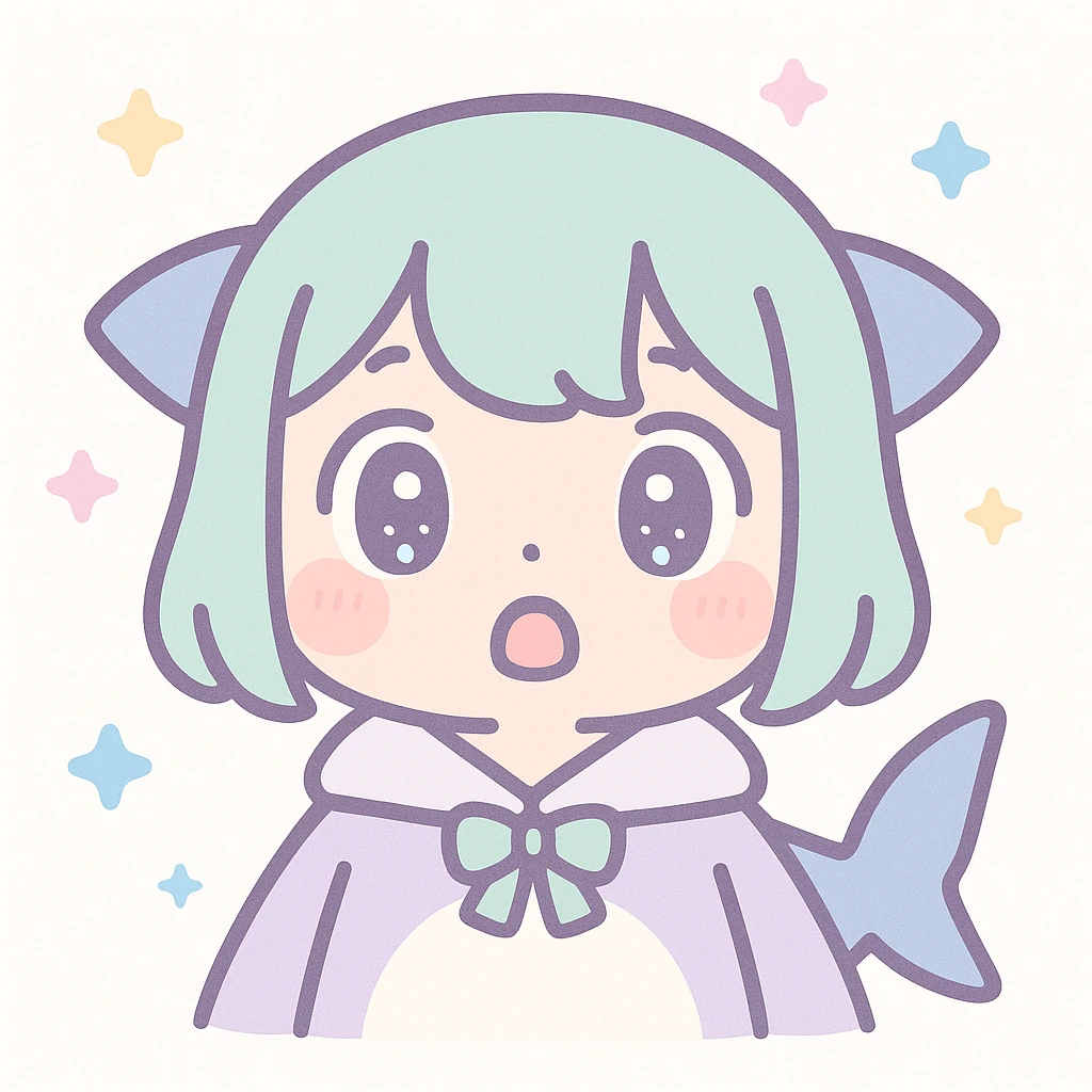 Sameko Saba, a vtuber character, looking startled, kawaii style emoji