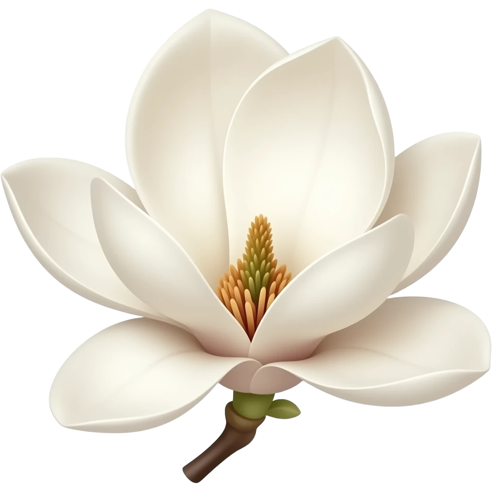 A magnolia flower emoji, soft elegant petals, quiet luxury aesthetic, graceful and timeless emoji