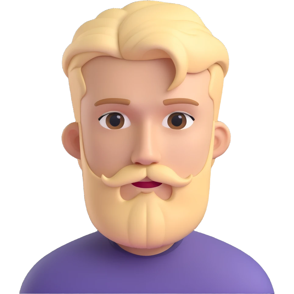 blonde bearded man, modern haircut, simple background emoji