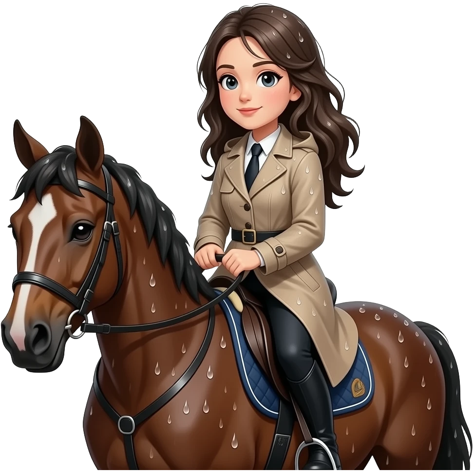 Lady walking horse in the rain emoji
