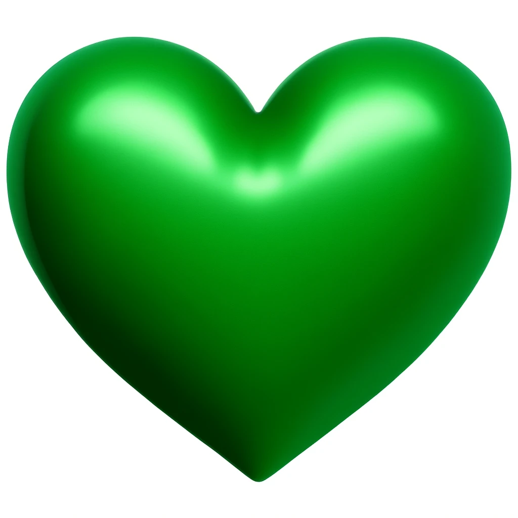 ultra detailed green heart emoji