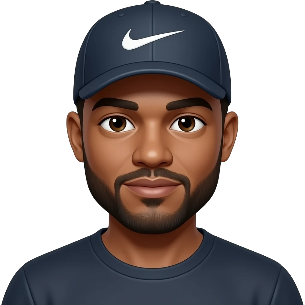 40 year old black man in Nike hat with very little beard emoji