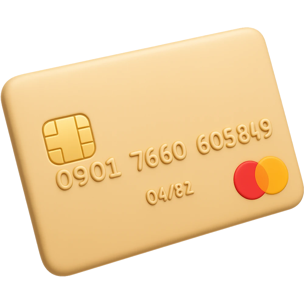 Make this bank card light beige in color, keep the same angle and style, in emoji style with transparent background. emoji