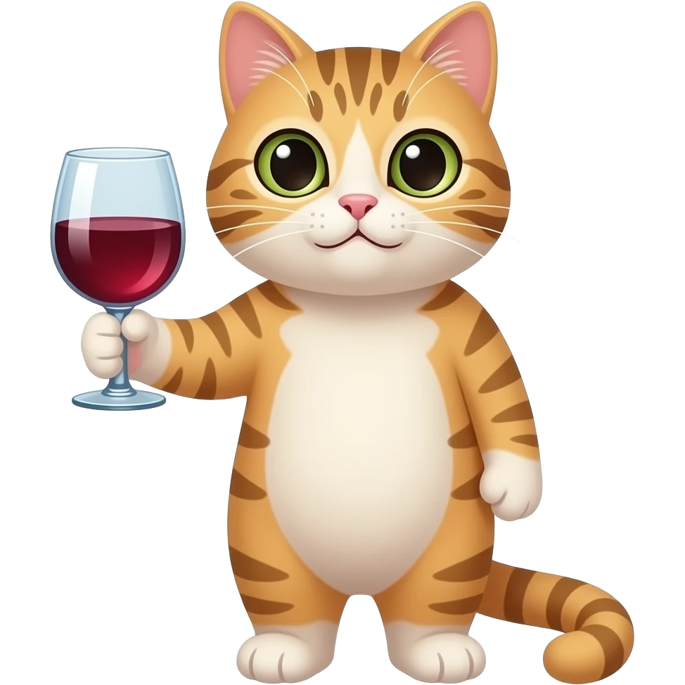 cat holding a glass of wine emoji