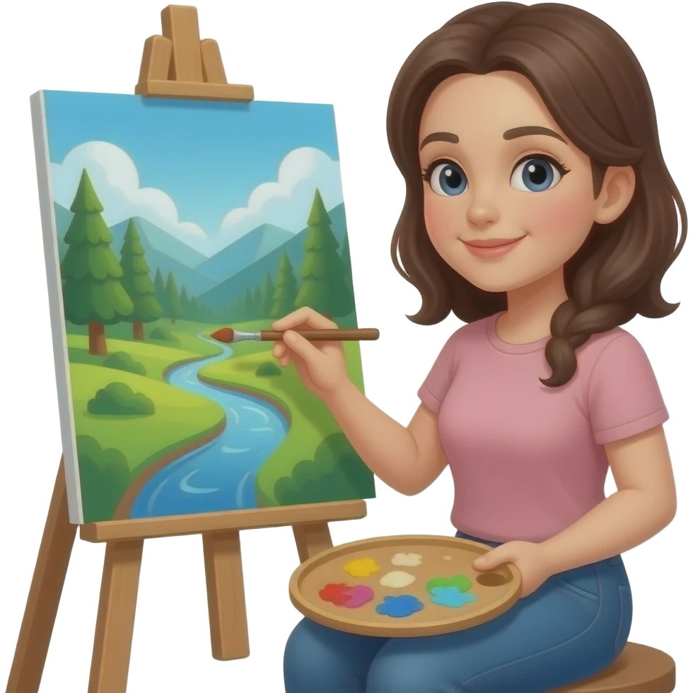 une femme qui peint un paysage emoji