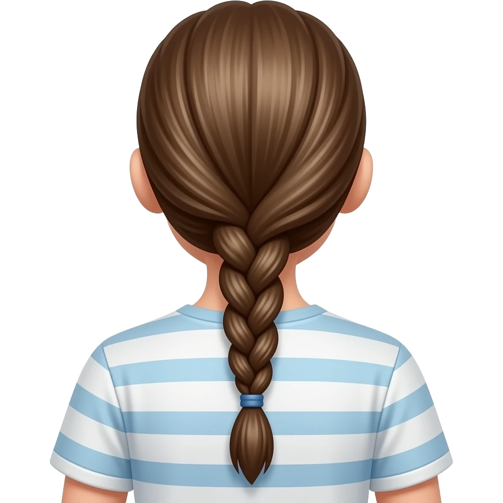 the view of someone’s hair from the back, just a plain long braid, no face showing, no shirt, no ears emoji