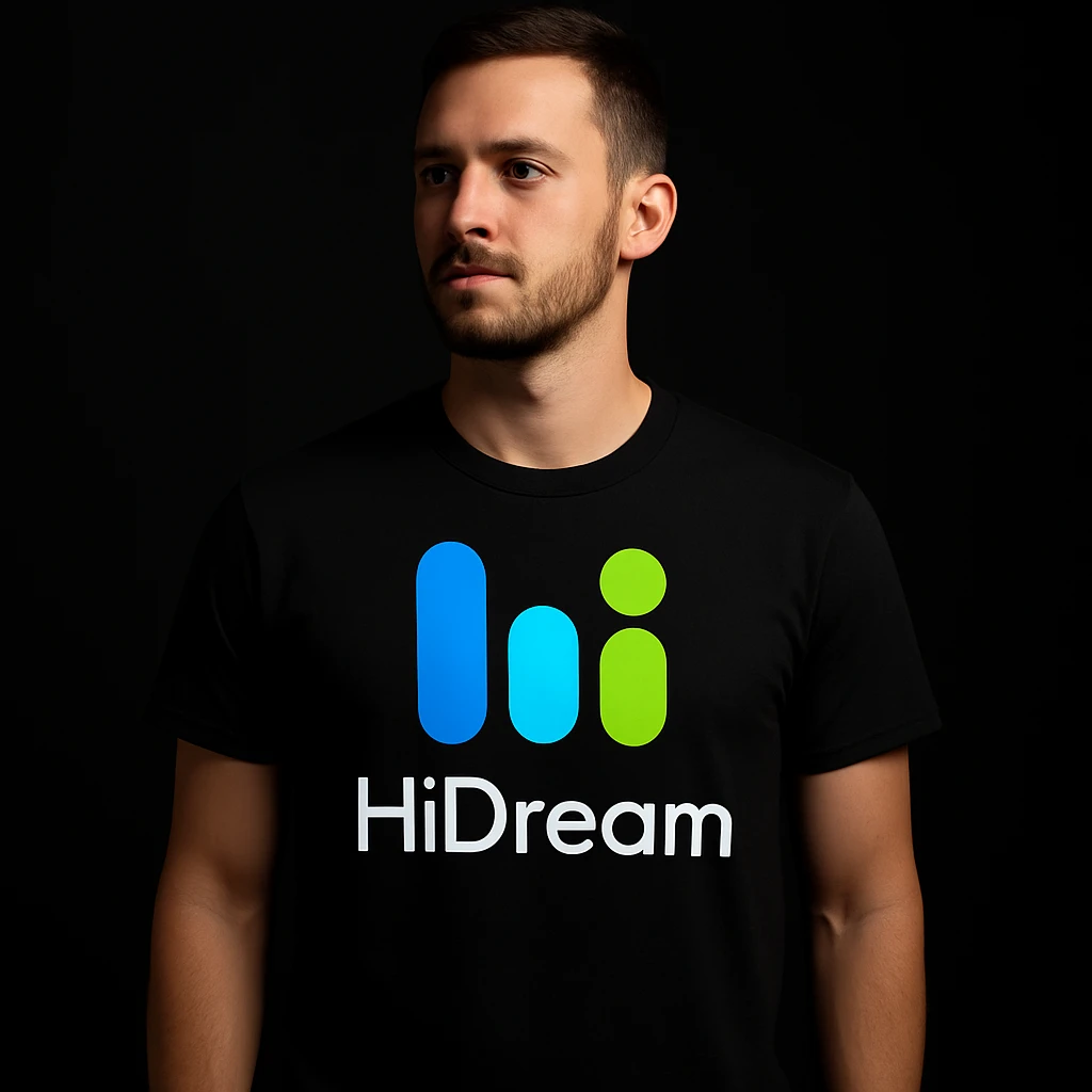 man wearing tshirt with this logo, dark background  emoji