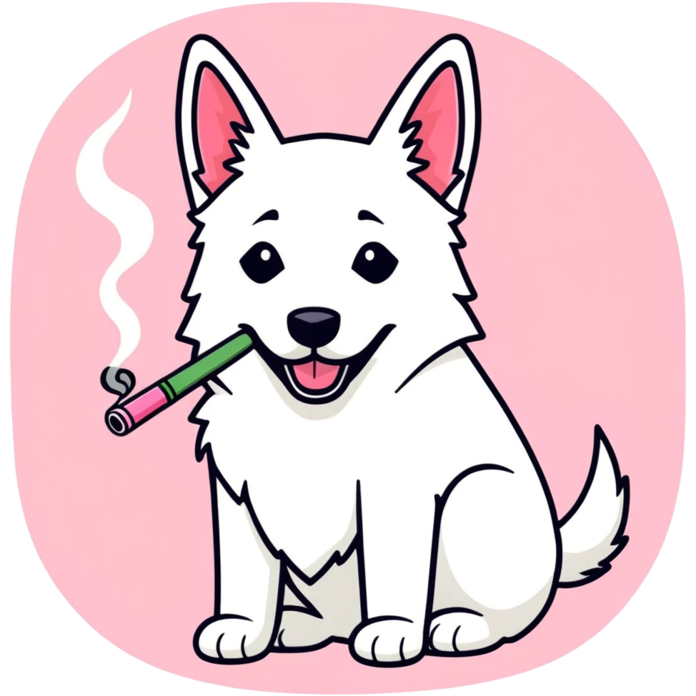 White belgian Shepard smoked pink bong emoji