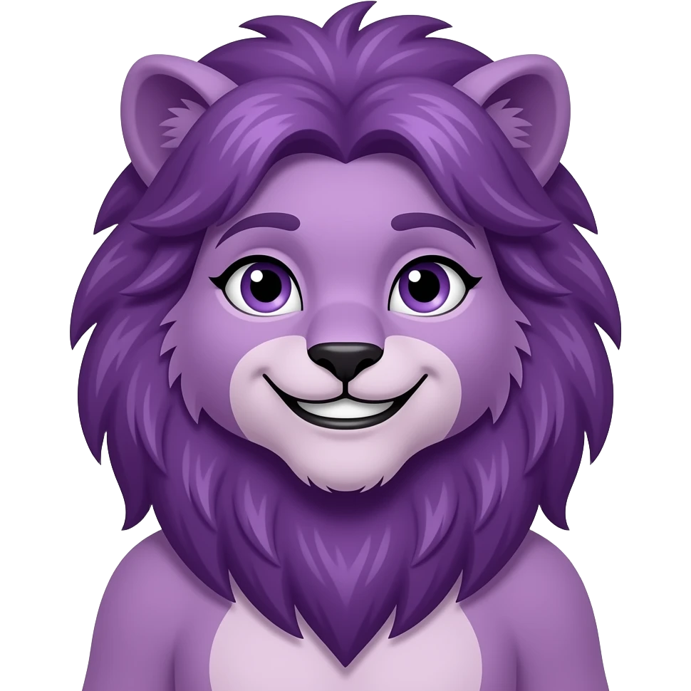 purple long shaggy haired female werelion smile emoji