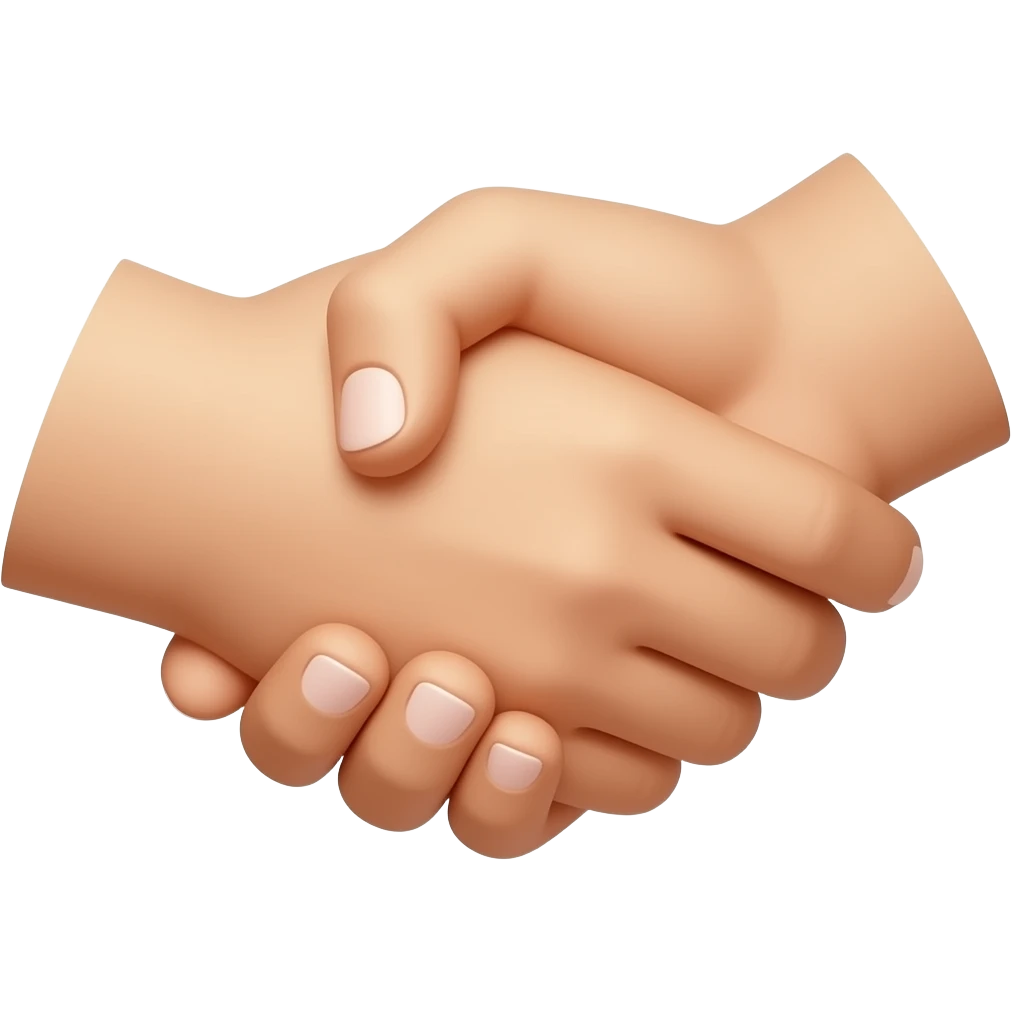 crea una imagen de dos manos dándose la mano, que no se vea ropa emoji