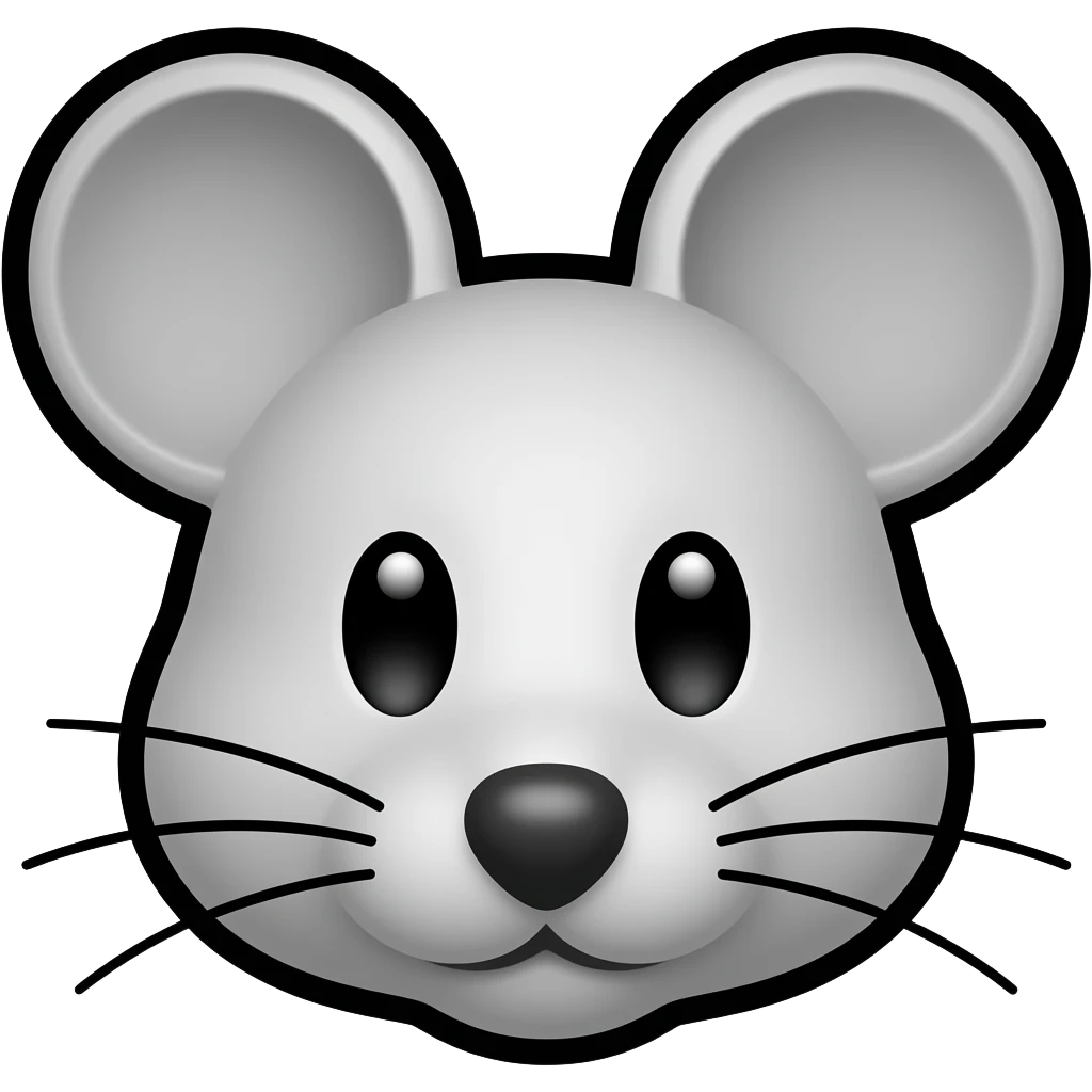 thick black outline, mouse emoji, thick black outline, simple cartoon emoji