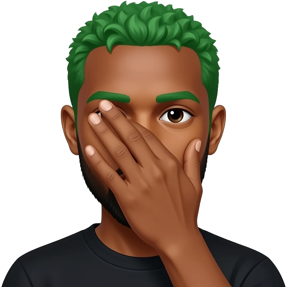 Frank ocean hiding face green buzz hair emoji