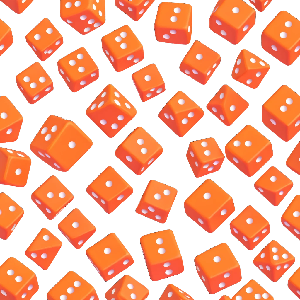 orange dice, 3D, inspired by Hermès, elegant, no text emoji