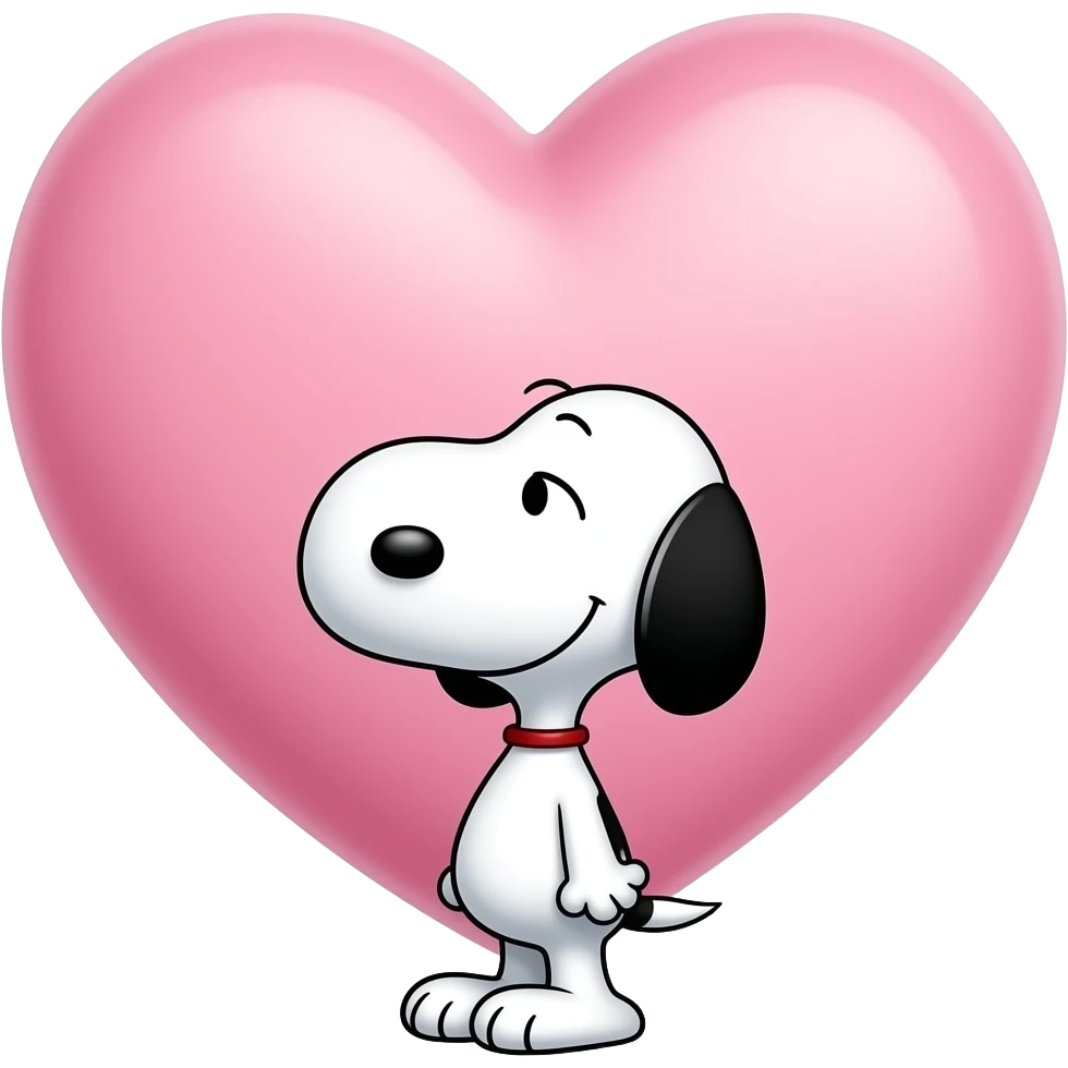 Snoopy with a cute very large Easter heart up above his head, not touching him at all emoji