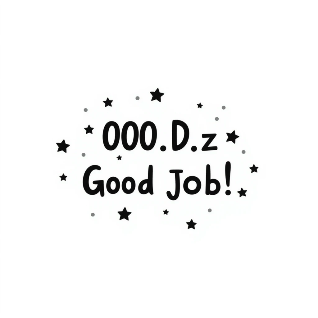 Hand drawn certificate with "Good Job!" text and stars emoji