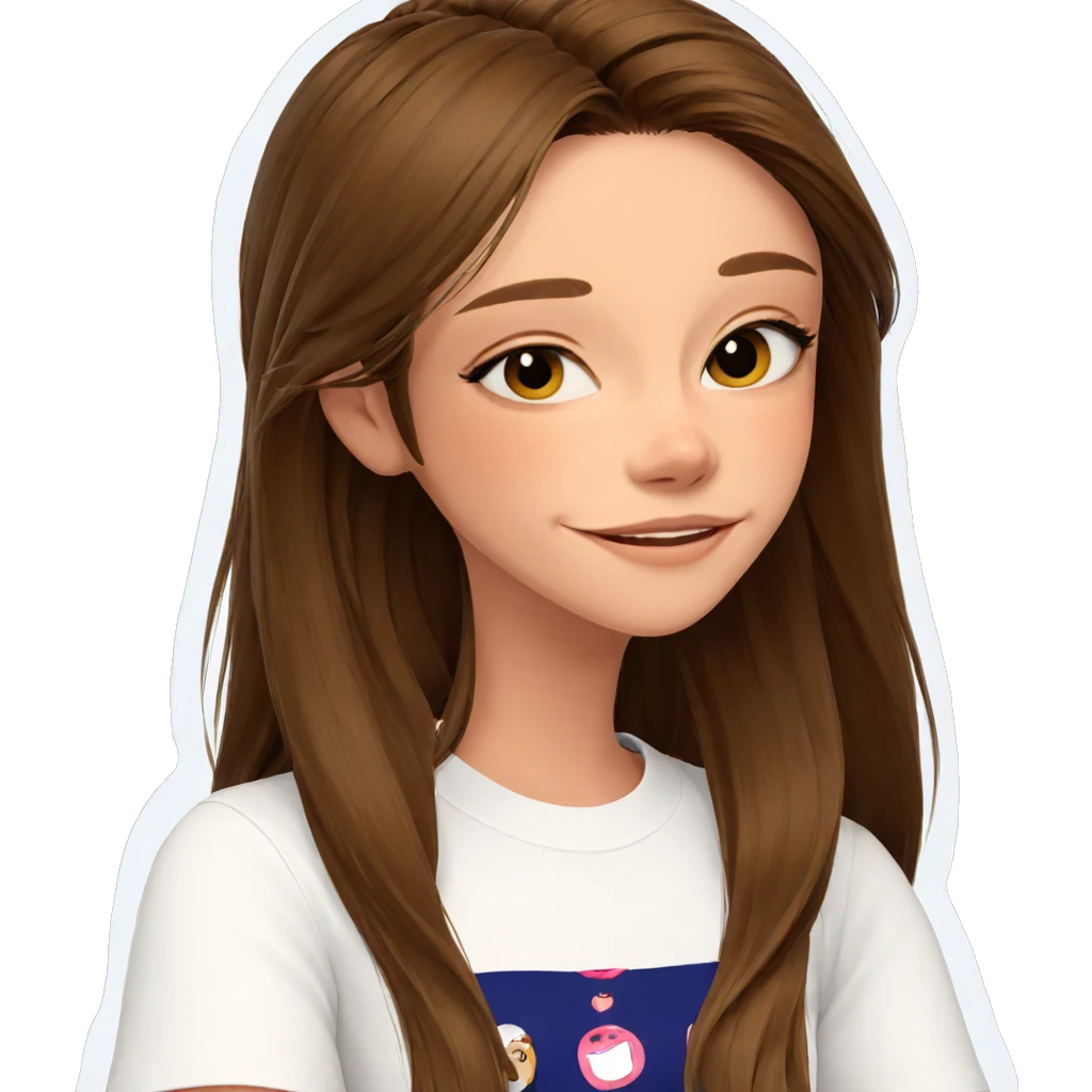 smiling girl with brown hair emoji