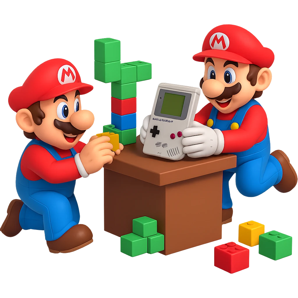 Replace the console with a Game Boy, keeping the 3D caricature style and transparent background. Maintain the 3D cartoonish look in the edit. emoji