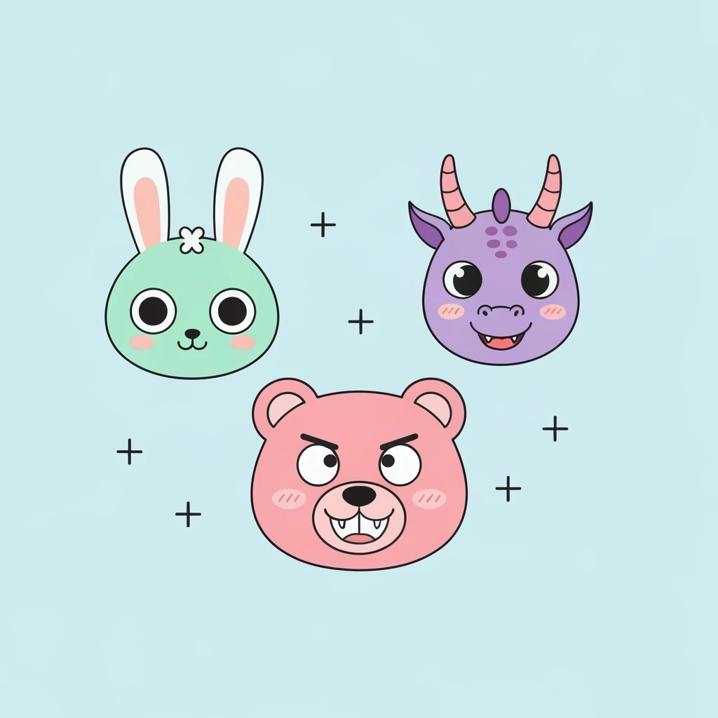 pastel horror banner, cute, expressive, minimal, variation 3 emoji