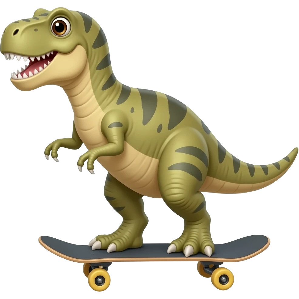 Dinosaur on a skateboard emoji