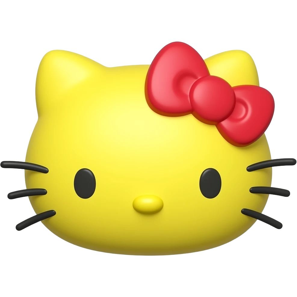 yellow hello kitty face 3d emoji