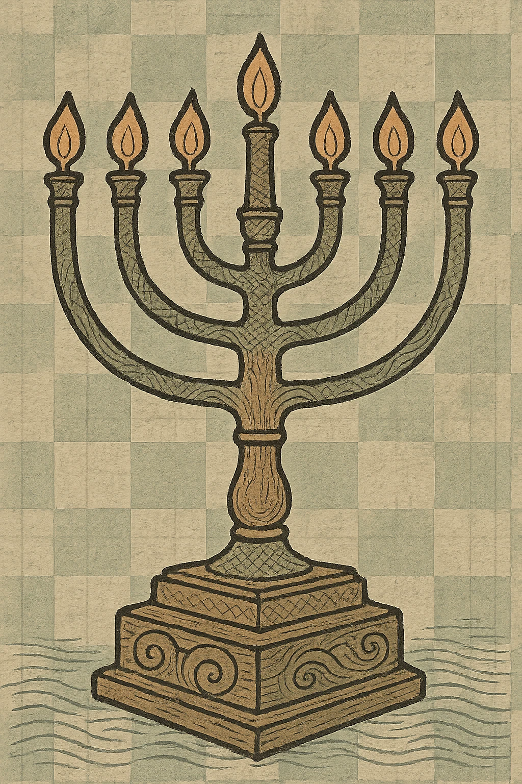 Menorah with 7 branches on transparent background emoji