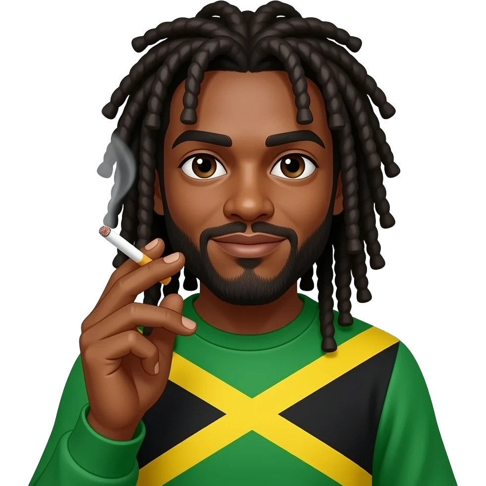 a ciggaret being inheld by a jamaican man with dreadlocks emoji