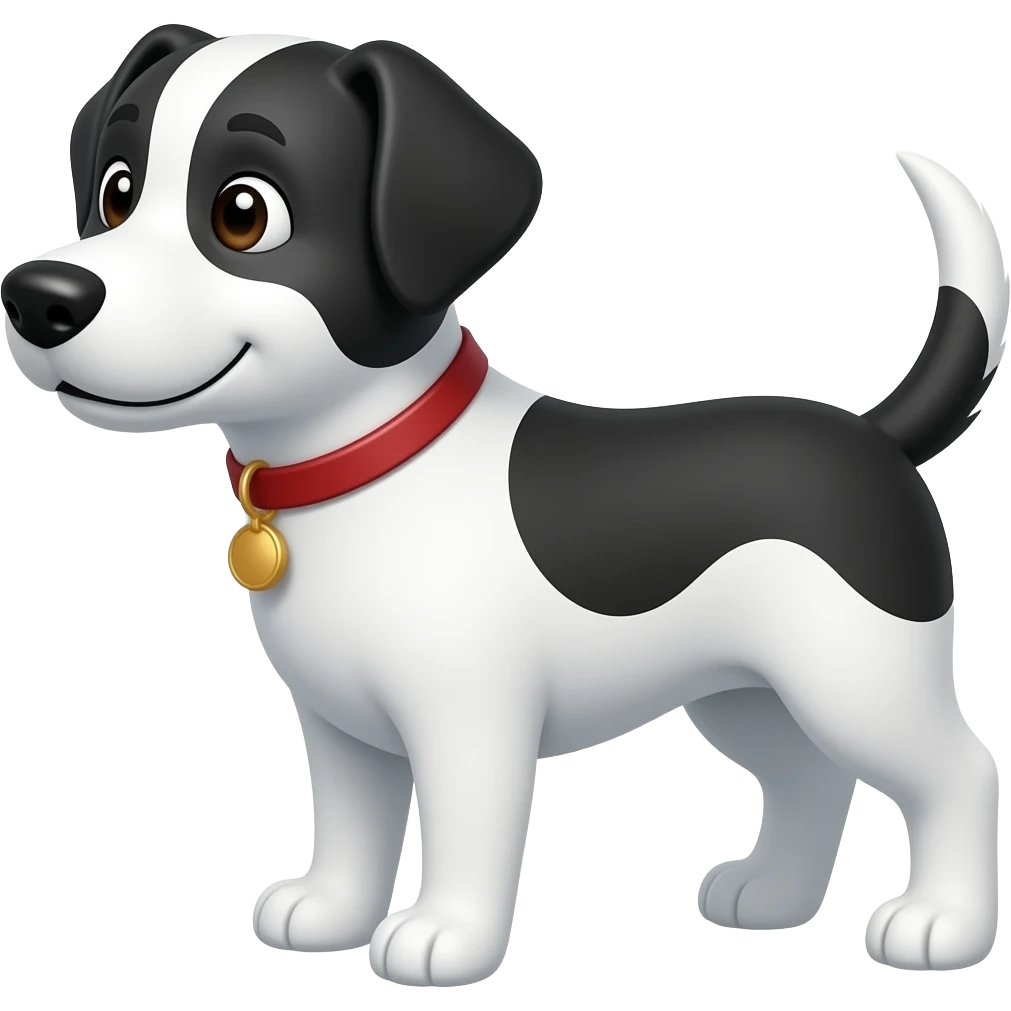The cartoon black and white dog emoji