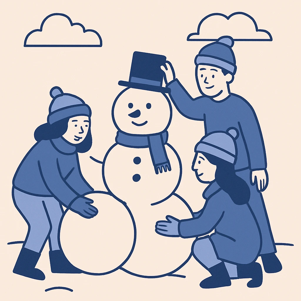 people making a snowman emoji