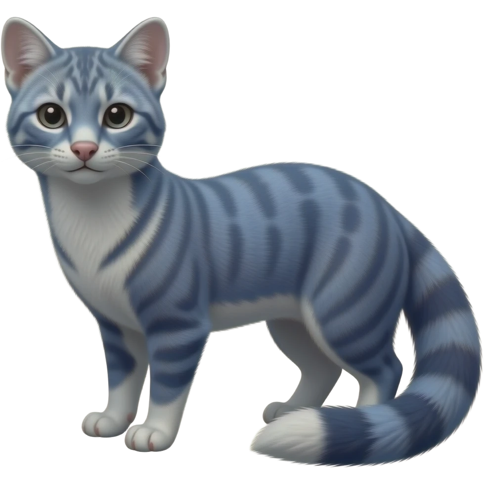 Blue civet-Felid-mustelid-creature-hybrid, full body emoji