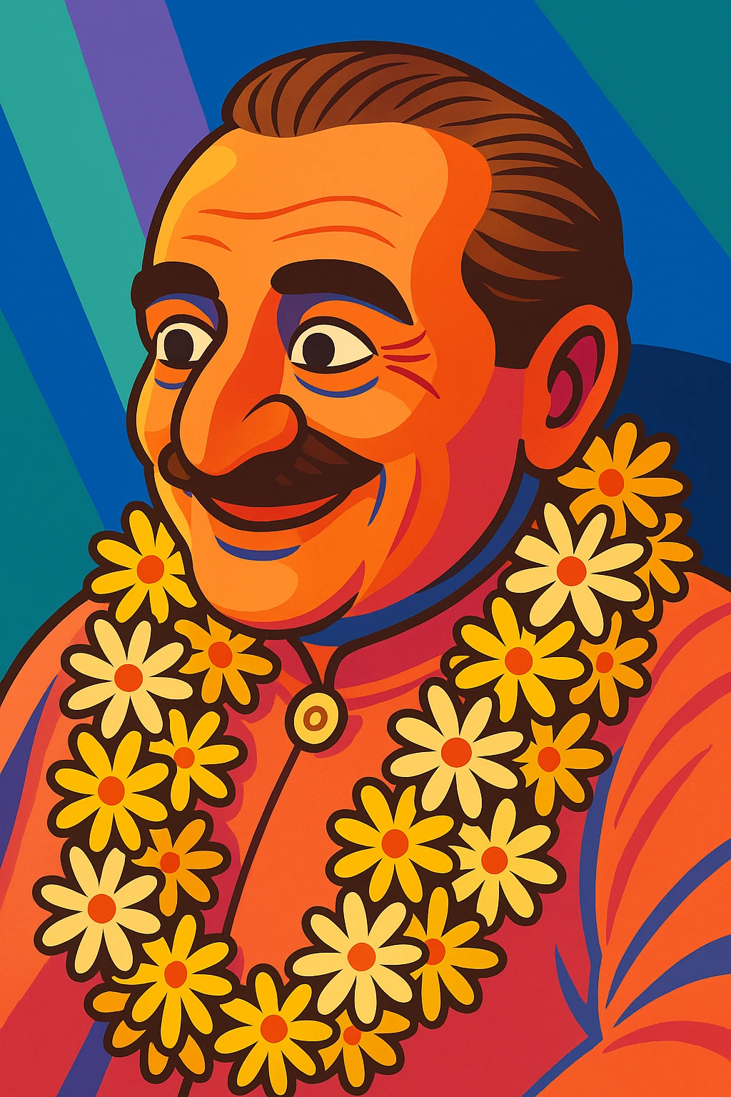 Create an animated cartoon version of this person with a lively facial expression and smooth, colorful shading in a vibrant toon style. emoji