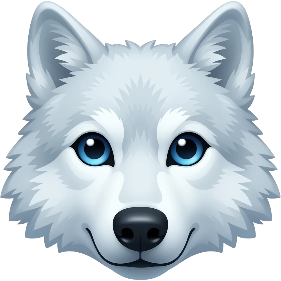 emoji estilo ios de cabeza de lobo con pelaje blanco y azul en algunas zonas emoji