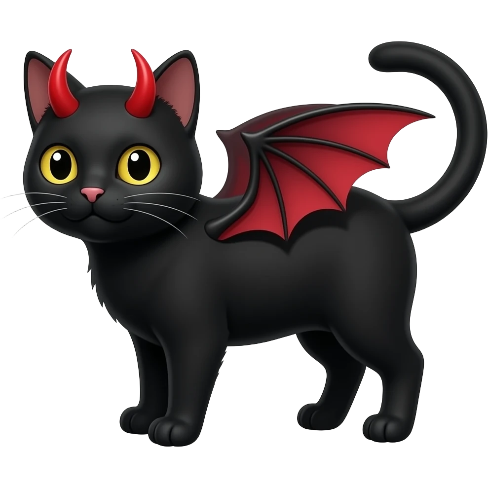 cat with red devil horns and bat wings emoji