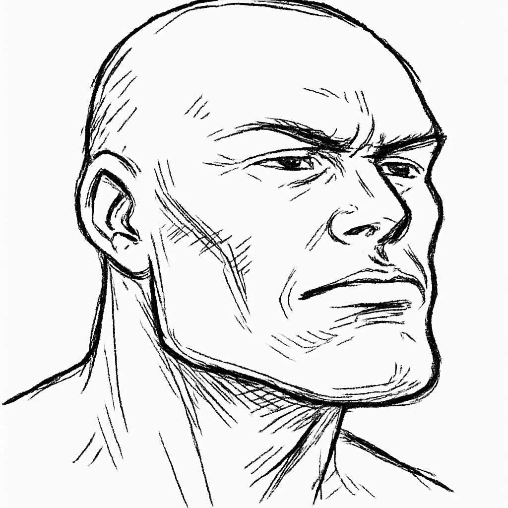 mewing meme, exaggerated jawline, cartoon style emoji