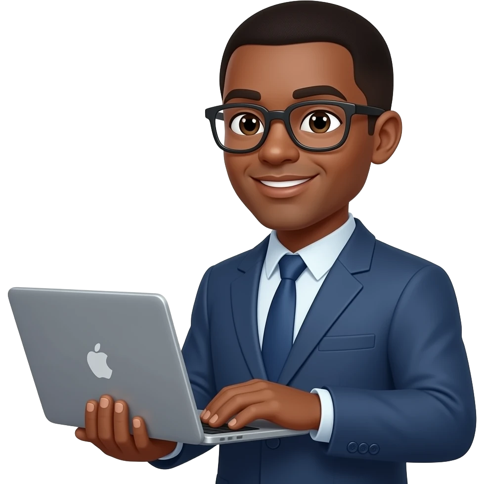 informaticien noir avec ordinateur portable en main emoji