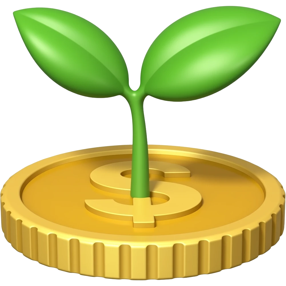 Plant sapling on gold coins emoji