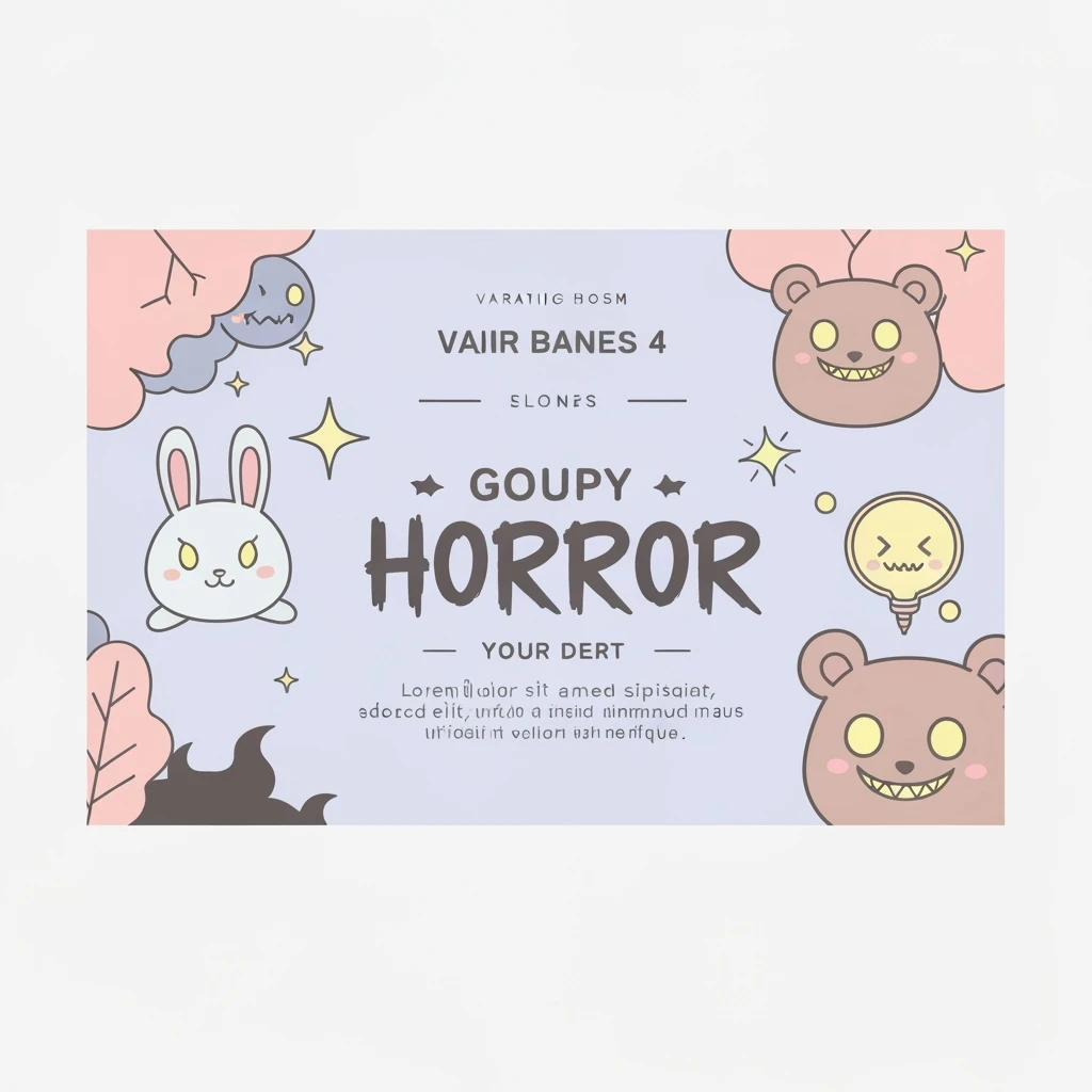 pastel horror banner, cute, expressive, minimal, variation 4 emoji