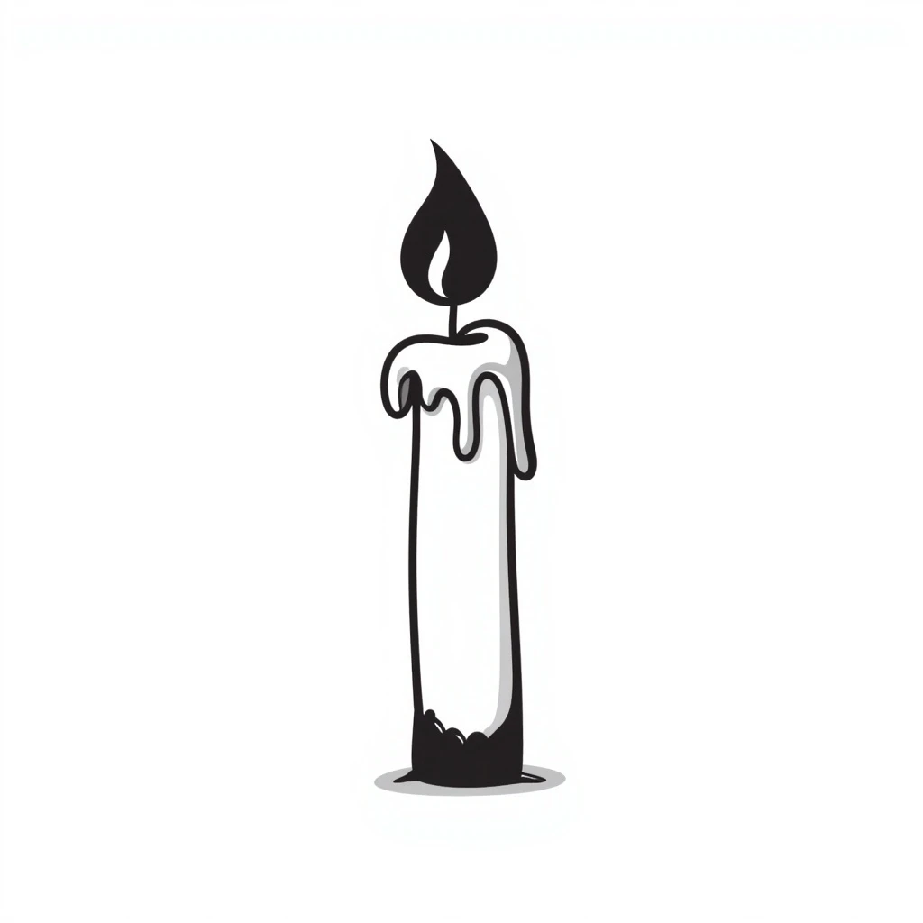hand-drawn sketch style candle with flickering flame emoji