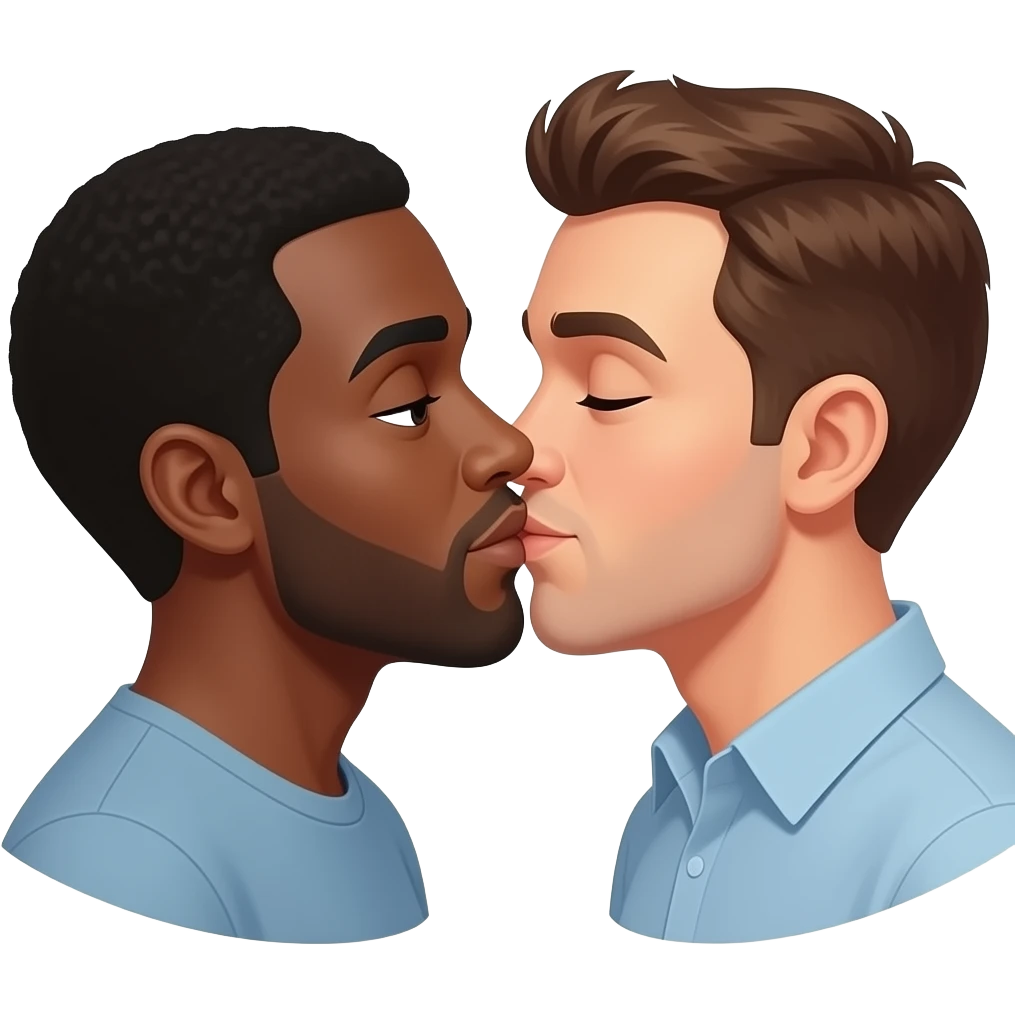 Black guy and white daddy 
kissing emoji