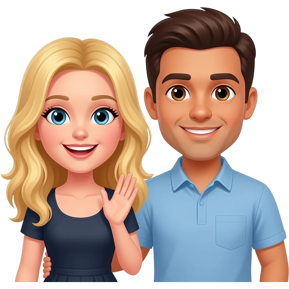 Blonde girl and brunette guy celebrating in NYC emoji