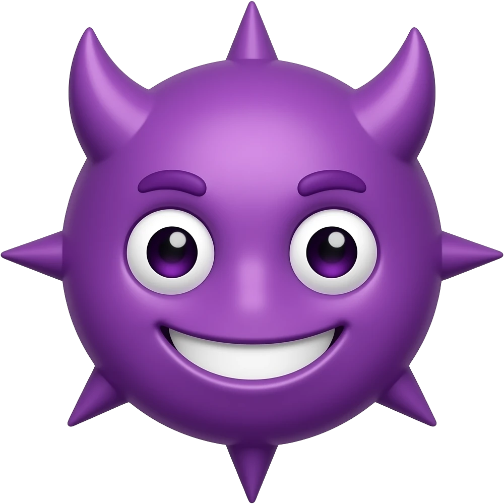 Happy demon remove purple colour and the spikes emoji