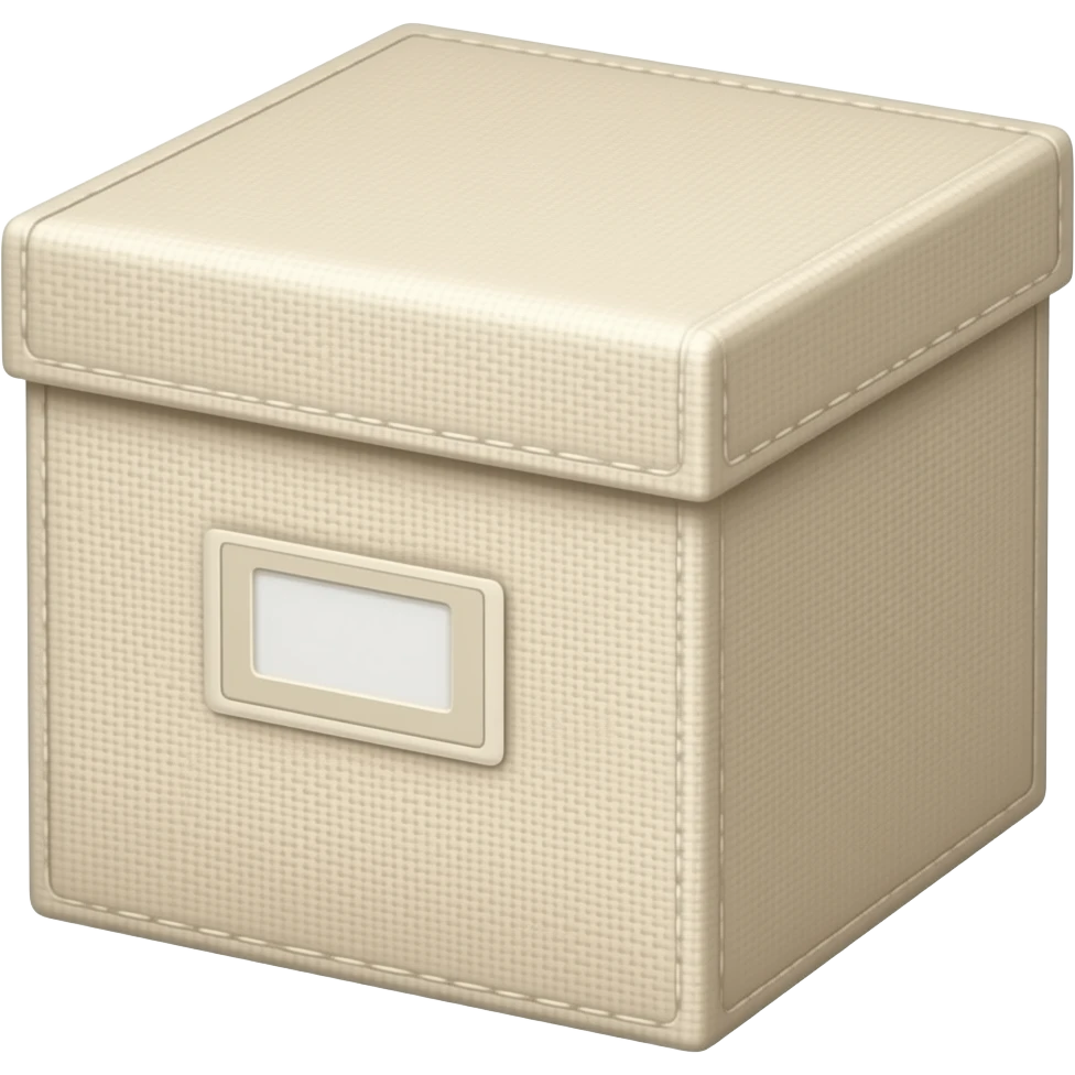 storage box linen creamy color with label emoji